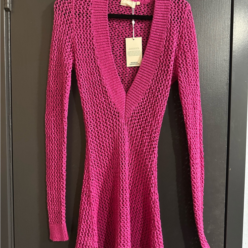 Monday Swimwear Dragon Fruit Crochet Dress